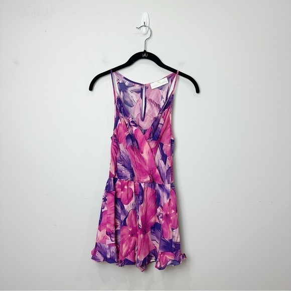 Amanda Uprichard Floral Silk Romper Crossfront Flowy - Picture 2 of 7